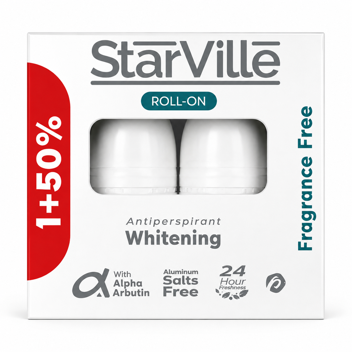 Starville Whitening Roll On Fragrance Free 60ml – Promo Pack (1 + 50%)