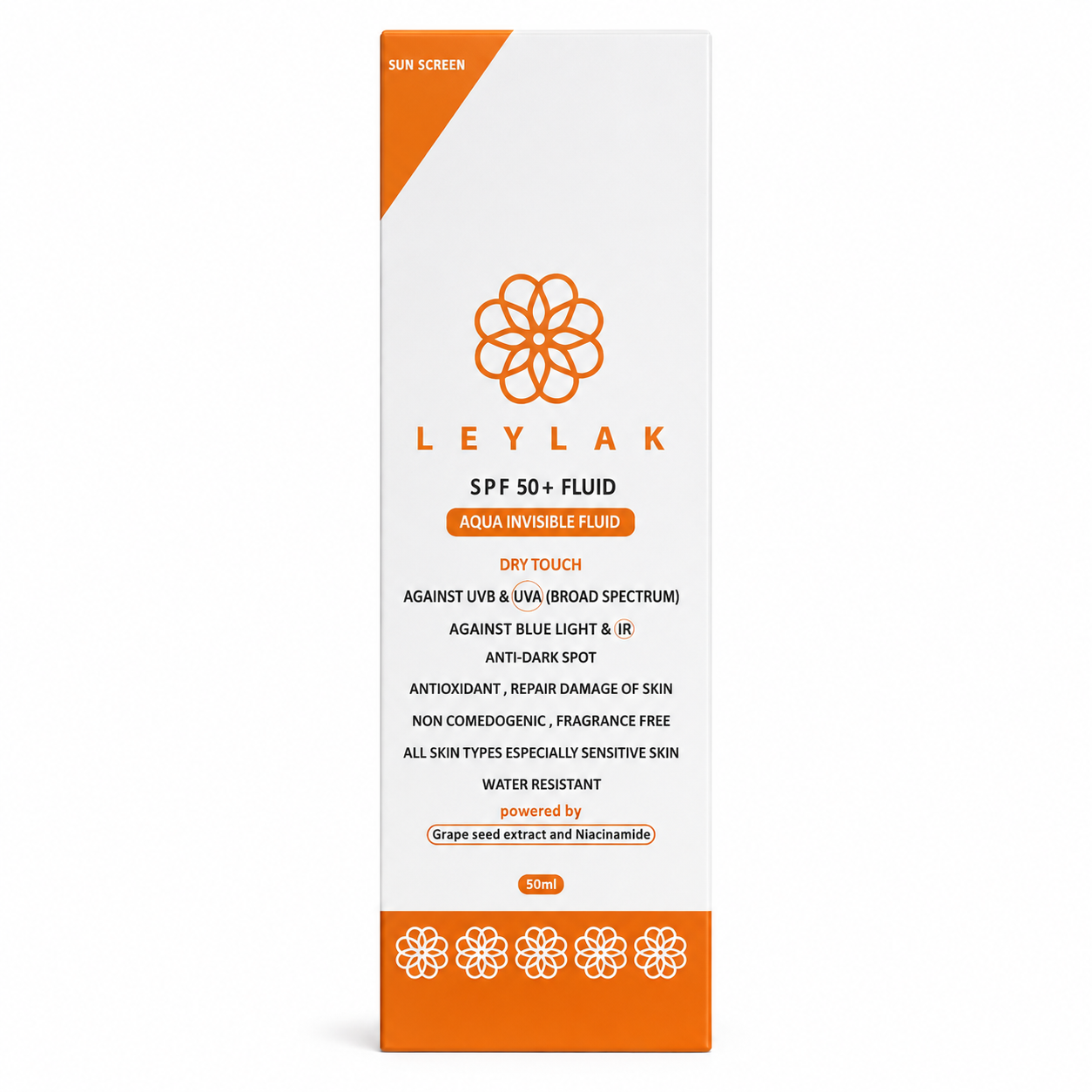 LEYLAK Aqua Invisible Fluid (Dry Touch) SPF50+ Sunscreen – 50ml