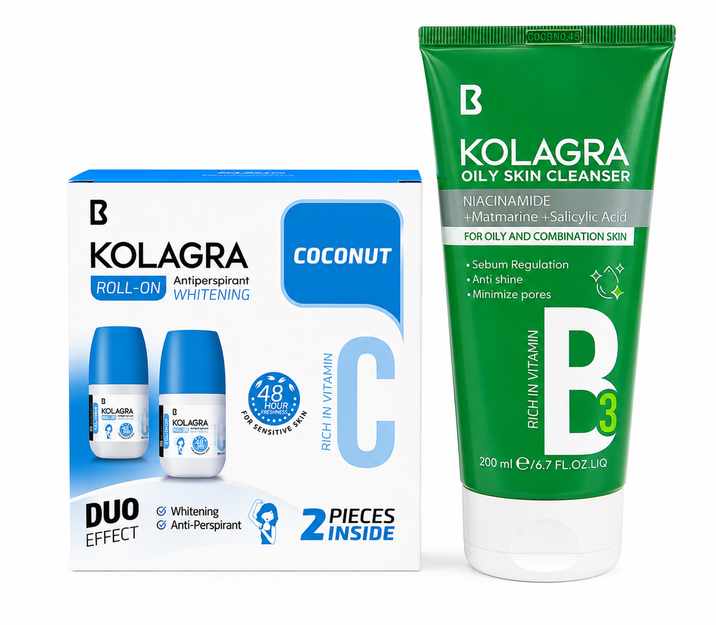 Kolagra Skincare Bundle – Facial Cleanser + Whitening Roll-On